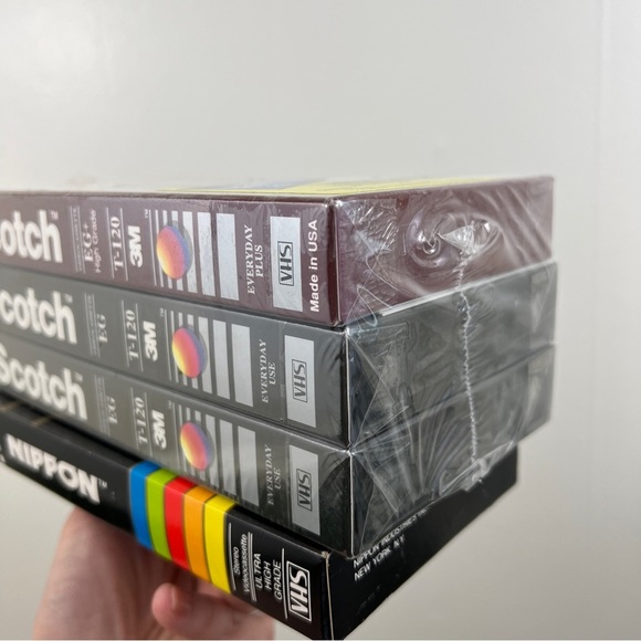 Scotch 1 EG+ High Grade T-120 Blank VHS Videocassette 2 Standard 3 Pack NOS VTG - Picture 3 of 11